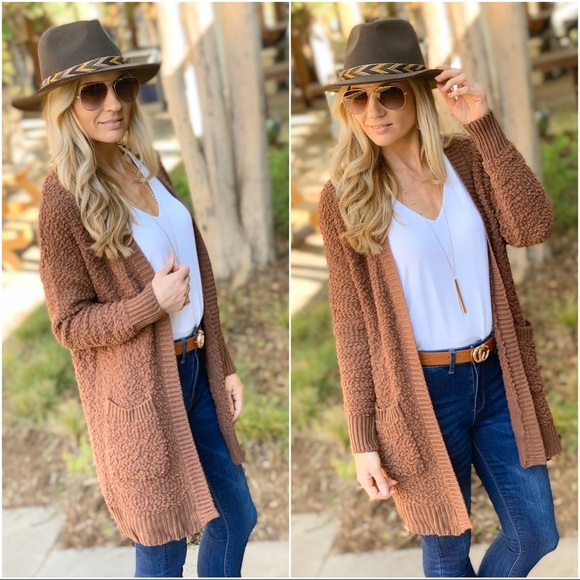 ✨LAST ONE✨Chestnut- popcorn cardigan - Picture 2 of 5